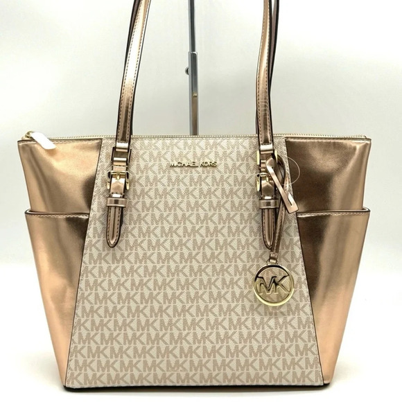 Michael Kors Large Charlotte TZ Tote Bag Rose Gold - Picture 2 of 10